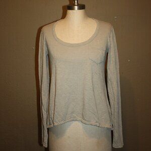 ANTHROPOLOGIE LEFT OF CENTER GRAY LONG SLEEVE TOP SHIRT LOOSE FIT - SMALL 0 2